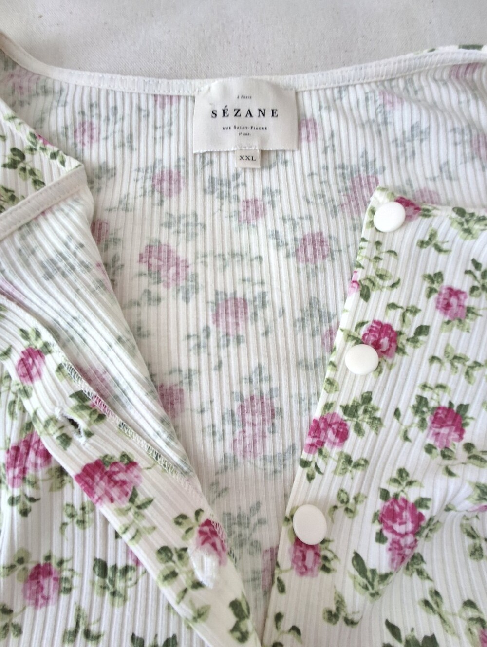 Sezane – Léa Floral Button Down Ribbed Mini Dress (Éloa Print) Women's XXL - Picture 10 of 13